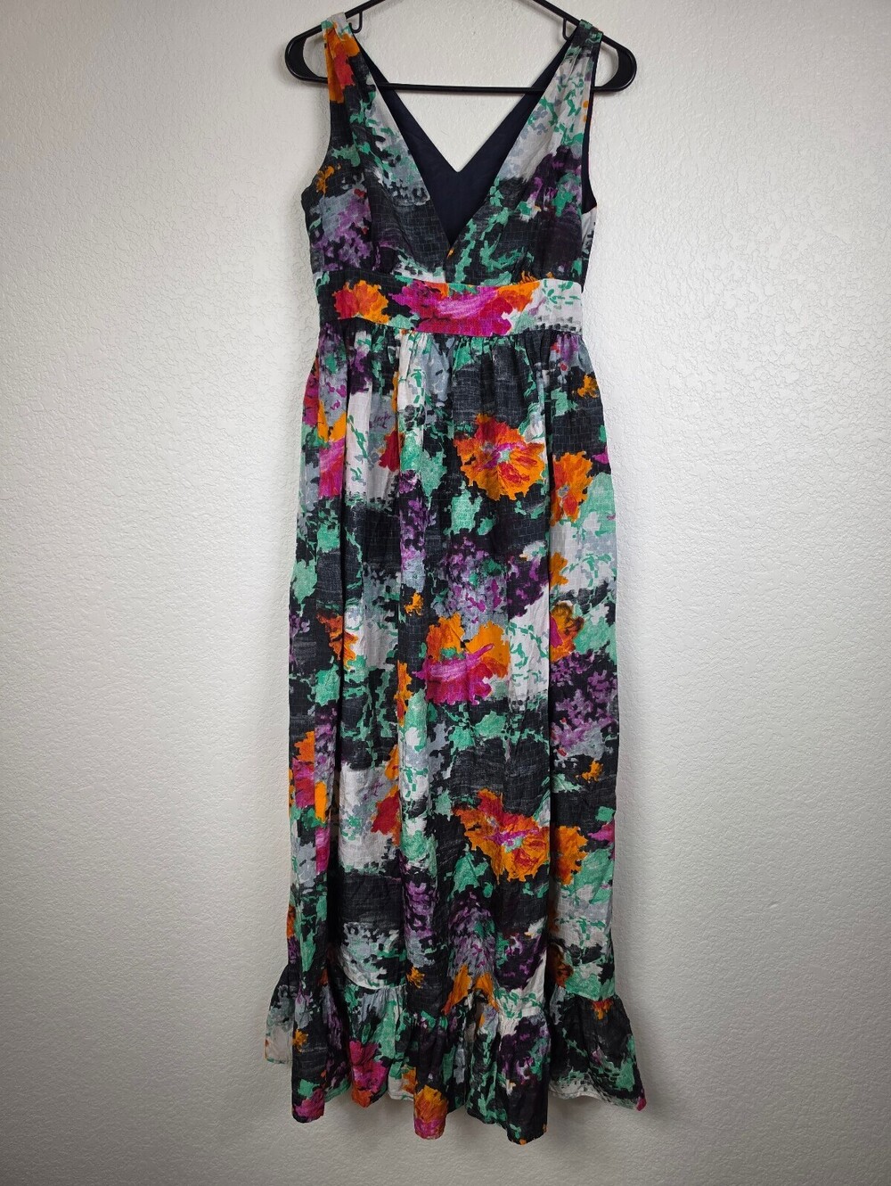 Anthropologie Soni Floral Maxi Dress with Ruffle Hem